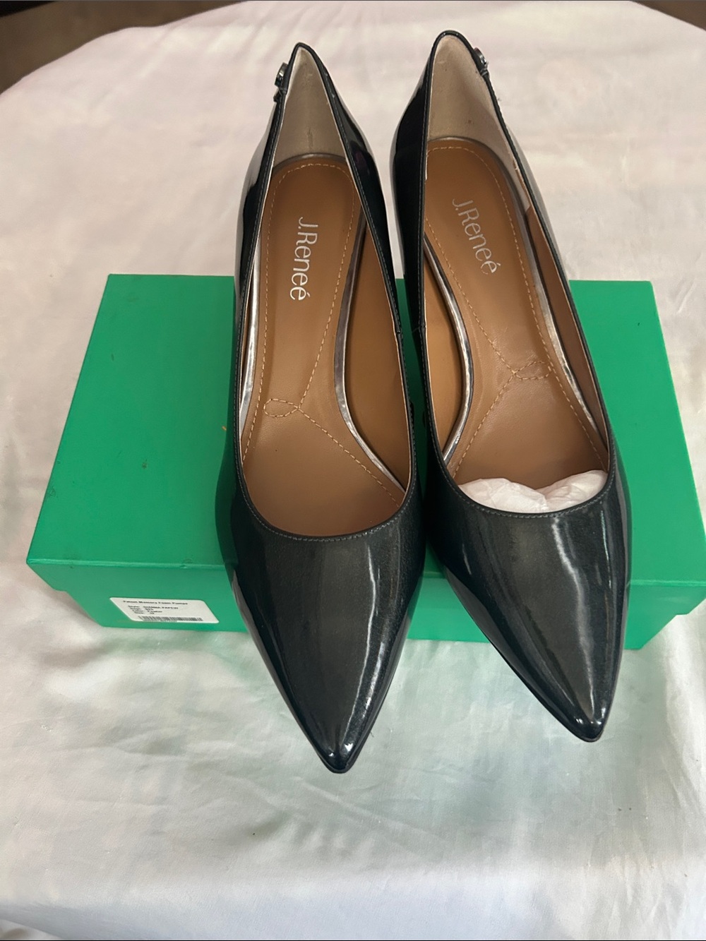 J.Renee Black Patent Pointed-Toe Pumps